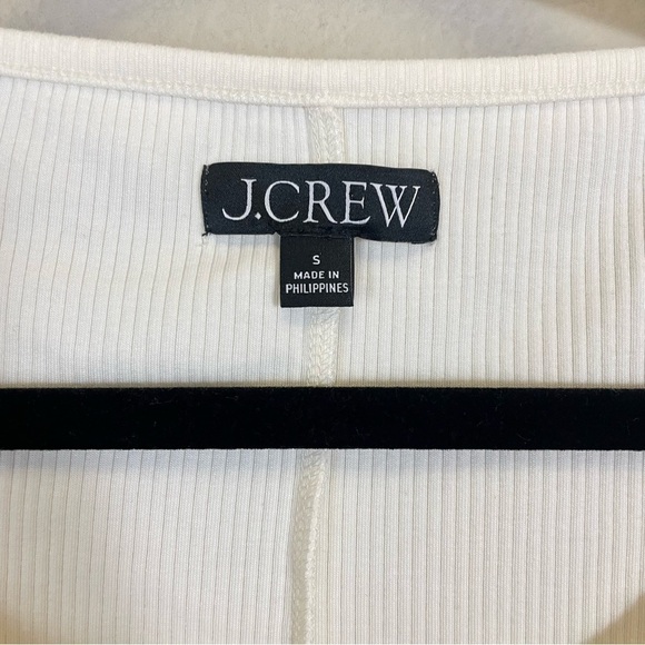 J. Crew Ivory Ribbed Henley Slim Blouse Size Small - Picture 3 of 10
